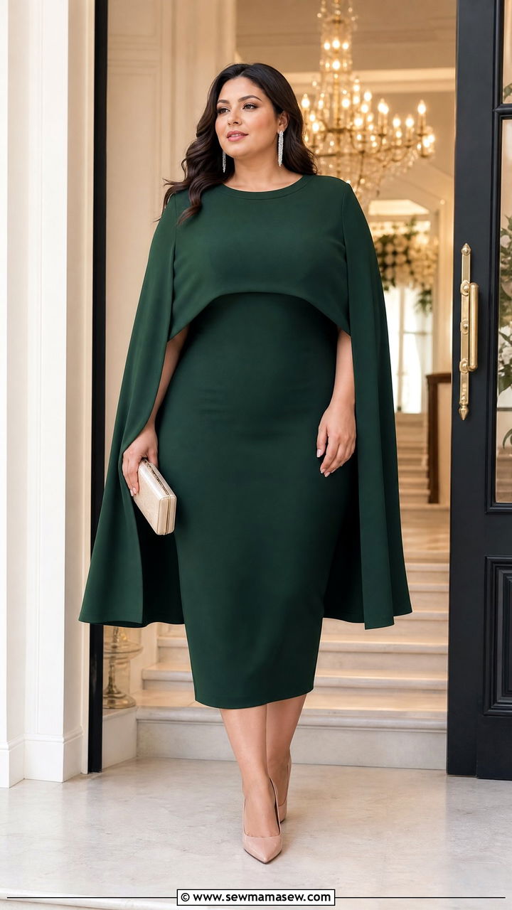 Plus Size Cape Dress Cocktail Outfit - 20 plus size cocktail outfit ideas
