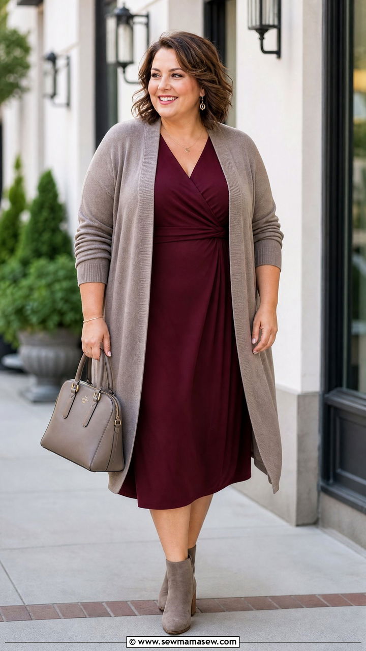 Plus Size Cardigan And Dress Outfit - 20 plus size outfits for mature women