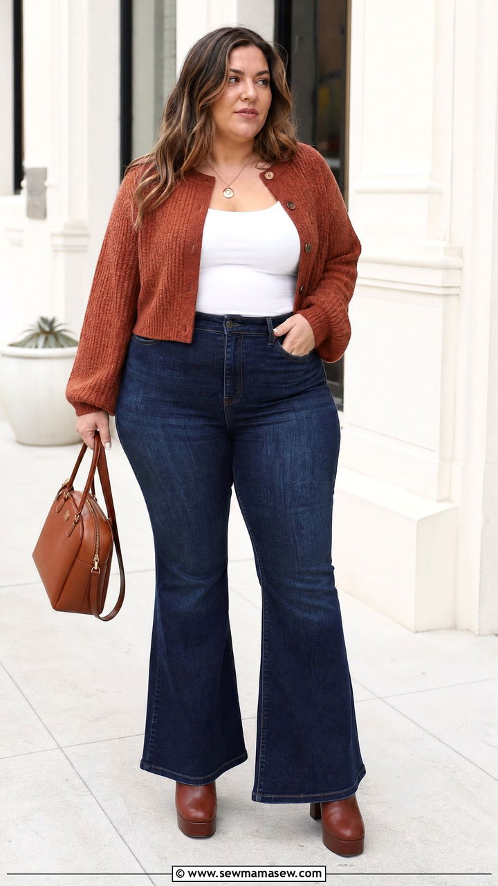 Plus Size Cardigan With Flare Jeans - 20 plus size cardigan outfit ideas