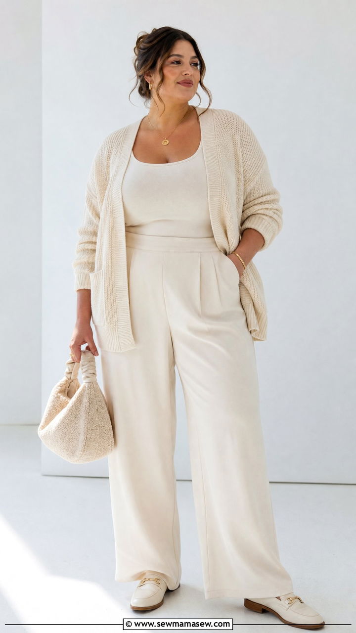 Plus Size Cardigan With Monochrome Outfit - 20 plus size cardigan outfit ideas
