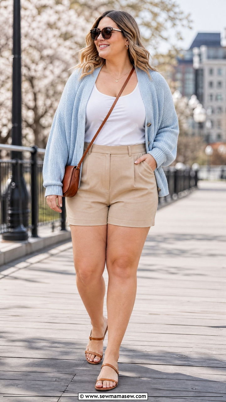 Plus Size Cardigan With Shorts - 20 plus size cardigan outfit ideas