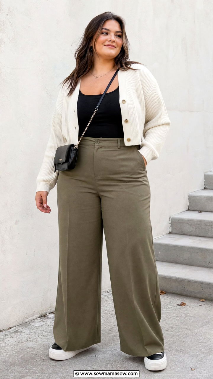 Plus Size Cardigan With Wide Leg Pants - 20 plus size cardigan outfit ideas
