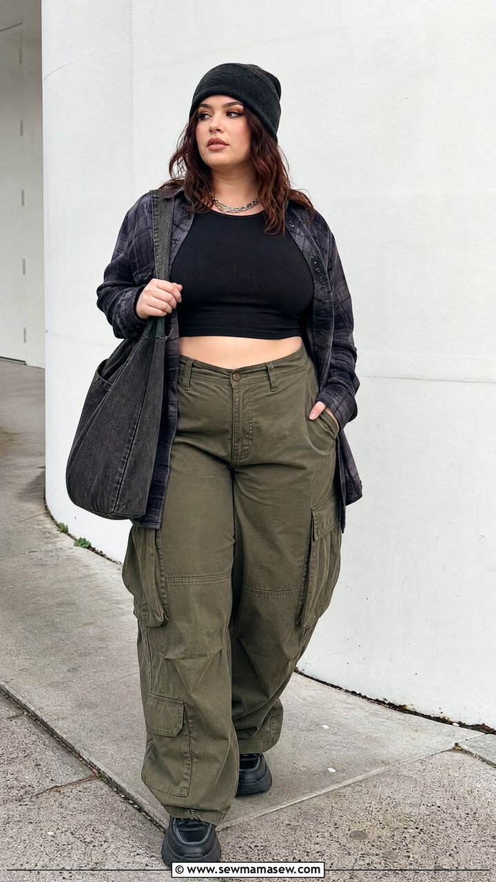 Plus Size Cargo Pants Grunge Top Outfit - 20 plus size grunge top outfit ideas