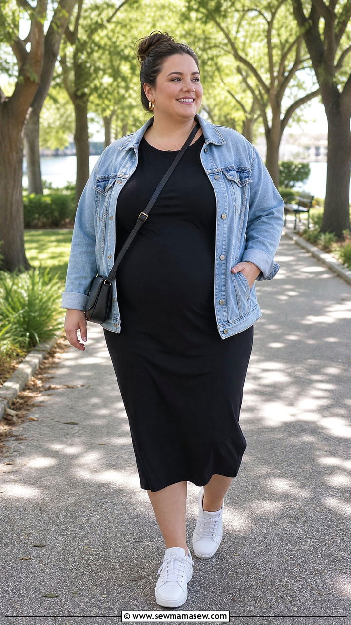 Plus Size Casual Dress And Sneakers Outfit - 20 plus size outfits for big belly