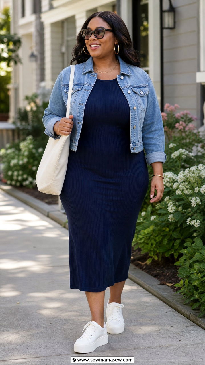 Plus Size Casual Dress And Sneakers Outfit - 20 how to style plus size outfits