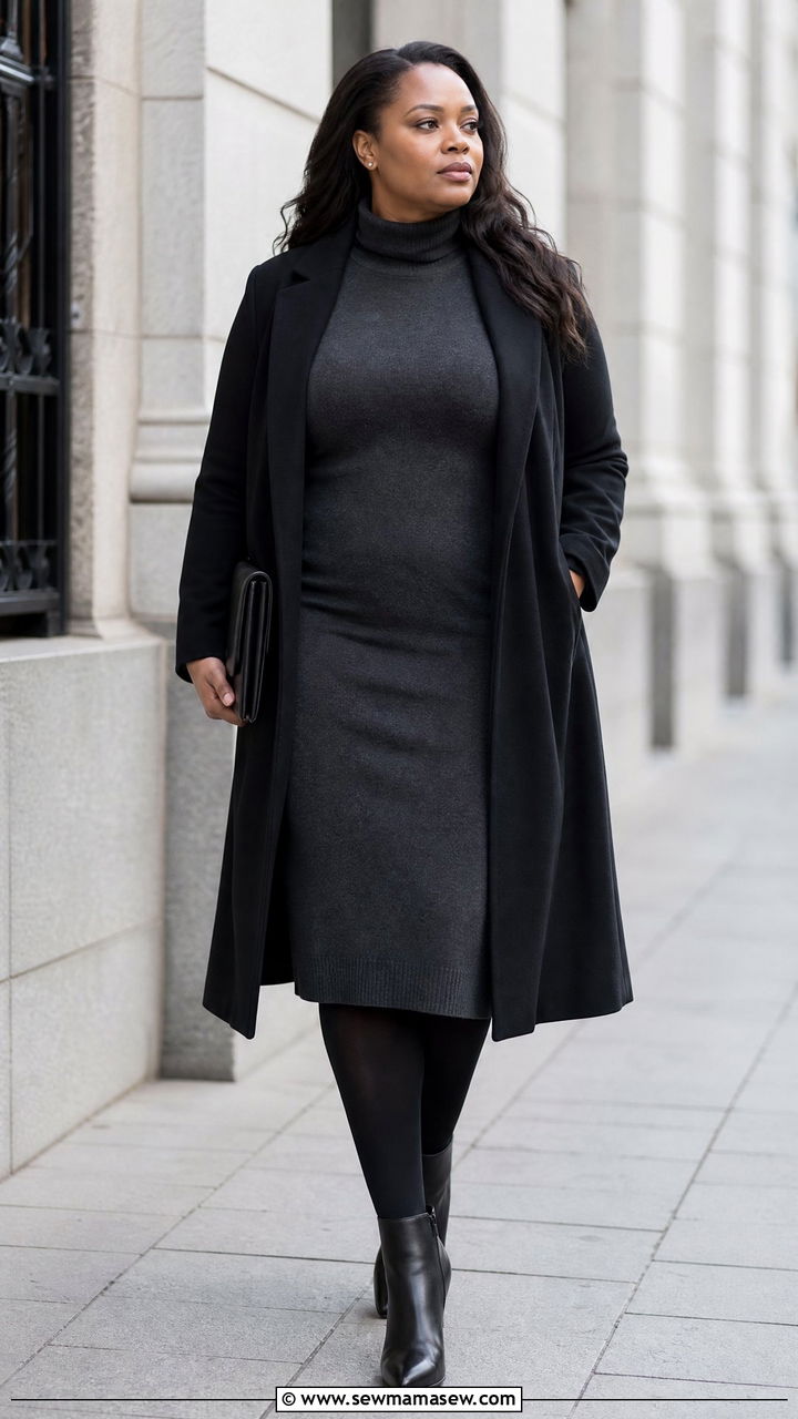 Plus Size Charcoal Sweater Dress Funeral Outfit - 20 plus size funeral outfit ideas