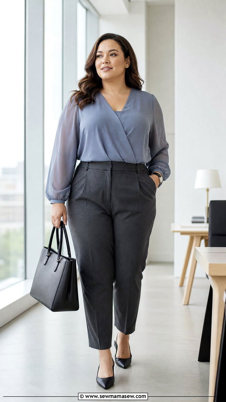 Plus Size Chiffon Blouse Outfit - 20 plus size office tops outfit ideas