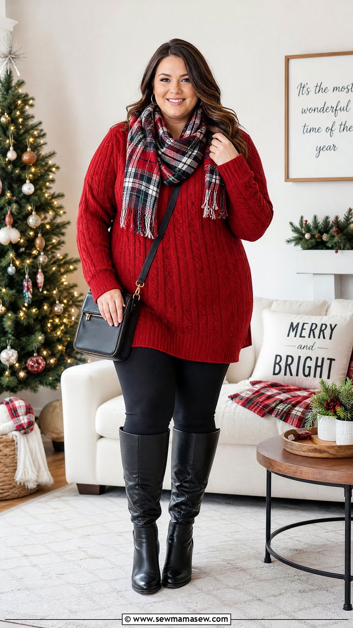 Plus Size Christmas Cozy Leggings Outfit - 20 plus size christmas outfit ideas