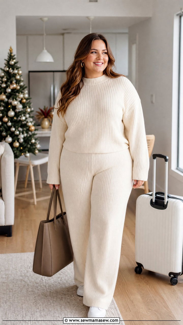 Plus Size Christmas Matching Knit Set Outfit - 20 plus size christmas outfit ideas