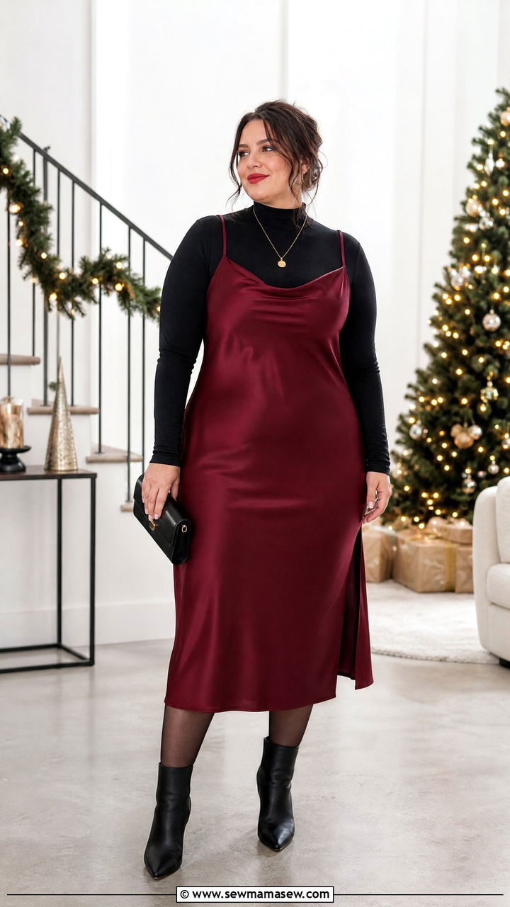 Plus Size Christmas Slip Dress Outfit - 20 plus size christmas outfit ideas