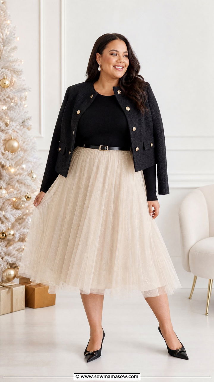 Plus Size Christmas Tulle Skirt Outfit - 20 plus size christmas outfit ideas