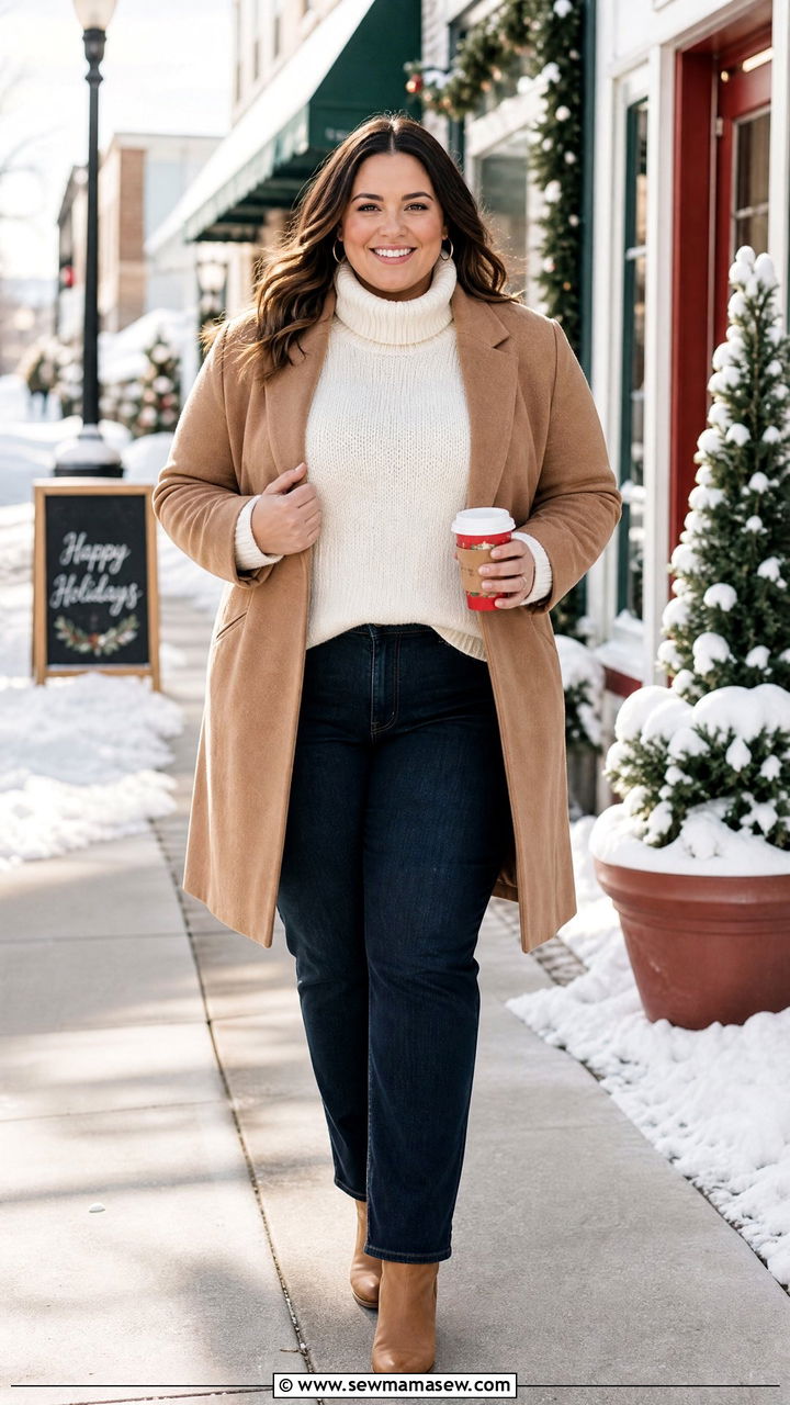 Plus Size Christmas White Sweater Outfit - 20 plus size christmas outfit ideas