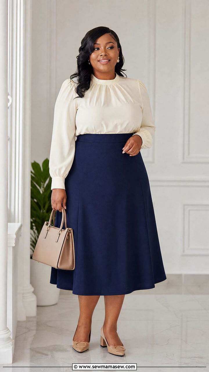 Plus Size Church Blouse With Midi Skirt - 20 plus size church tops outfit ideas
