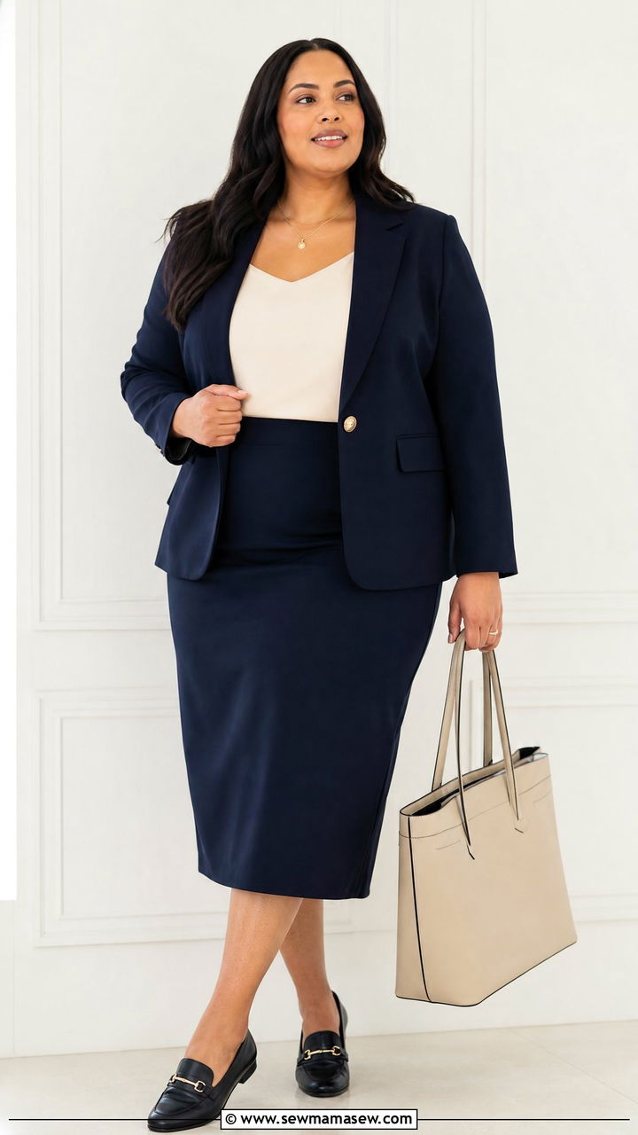 Plus Size Church Shell Top With Blazer And Skirt - 20 plus size church tops outfit ideas