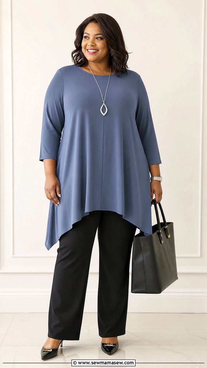 Plus Size Church Tunic Top With Dress Pants - 20 plus size church tops outfit ideas