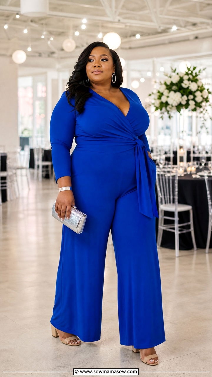Plus Size Cobalt Blue Jumpsuit Outfit - 20 plus size blue outfit ideas