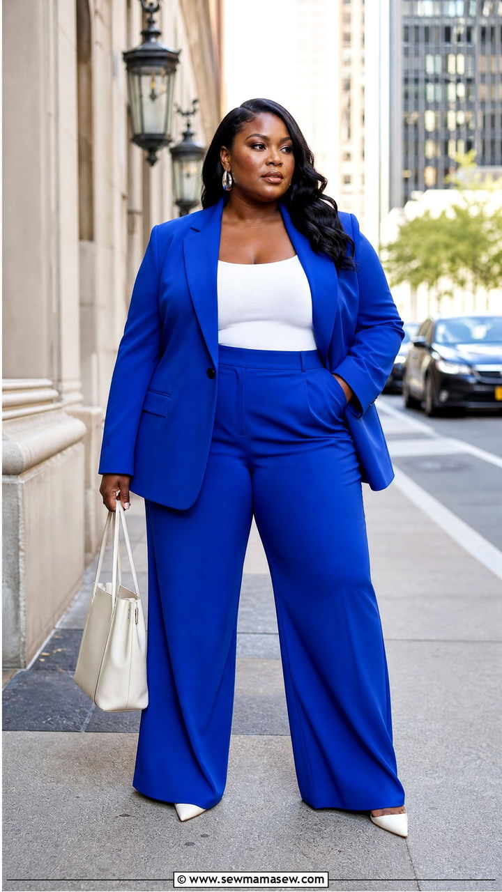 Plus Size Cobalt Blue Suit Outfit - 20 plus size jewel tone outfit ideas