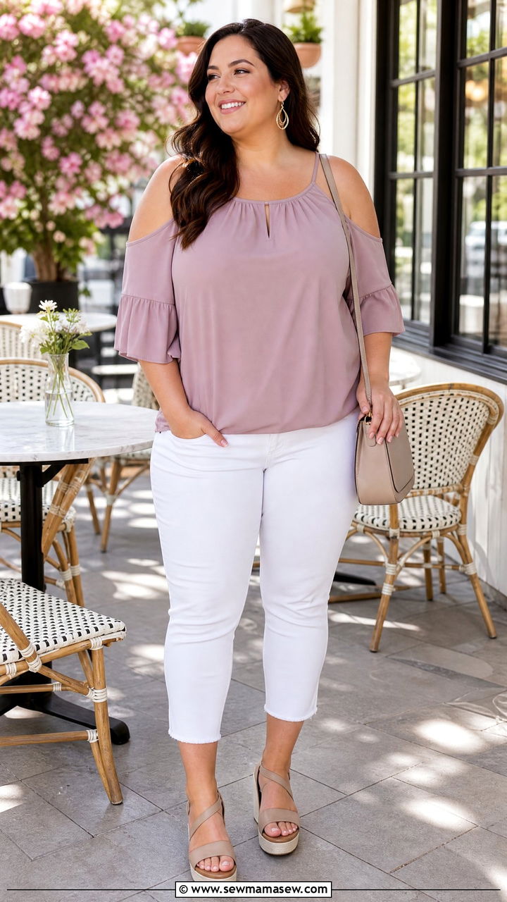 Plus Size Cold Shoulder Top Brunch Outfit - 20 plus size brunch top outfit ideas