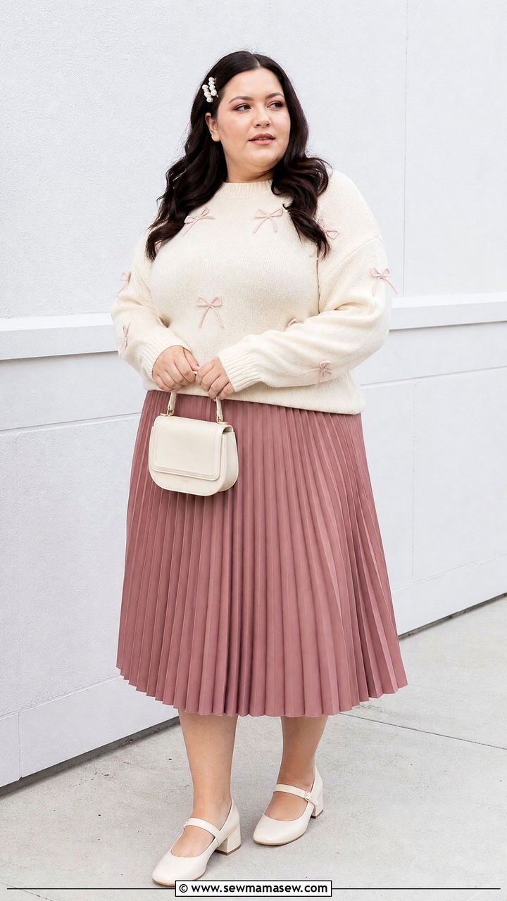 Plus Size Coquette Bow Sweater Outfit - 20 plus size coquette outfit ideas