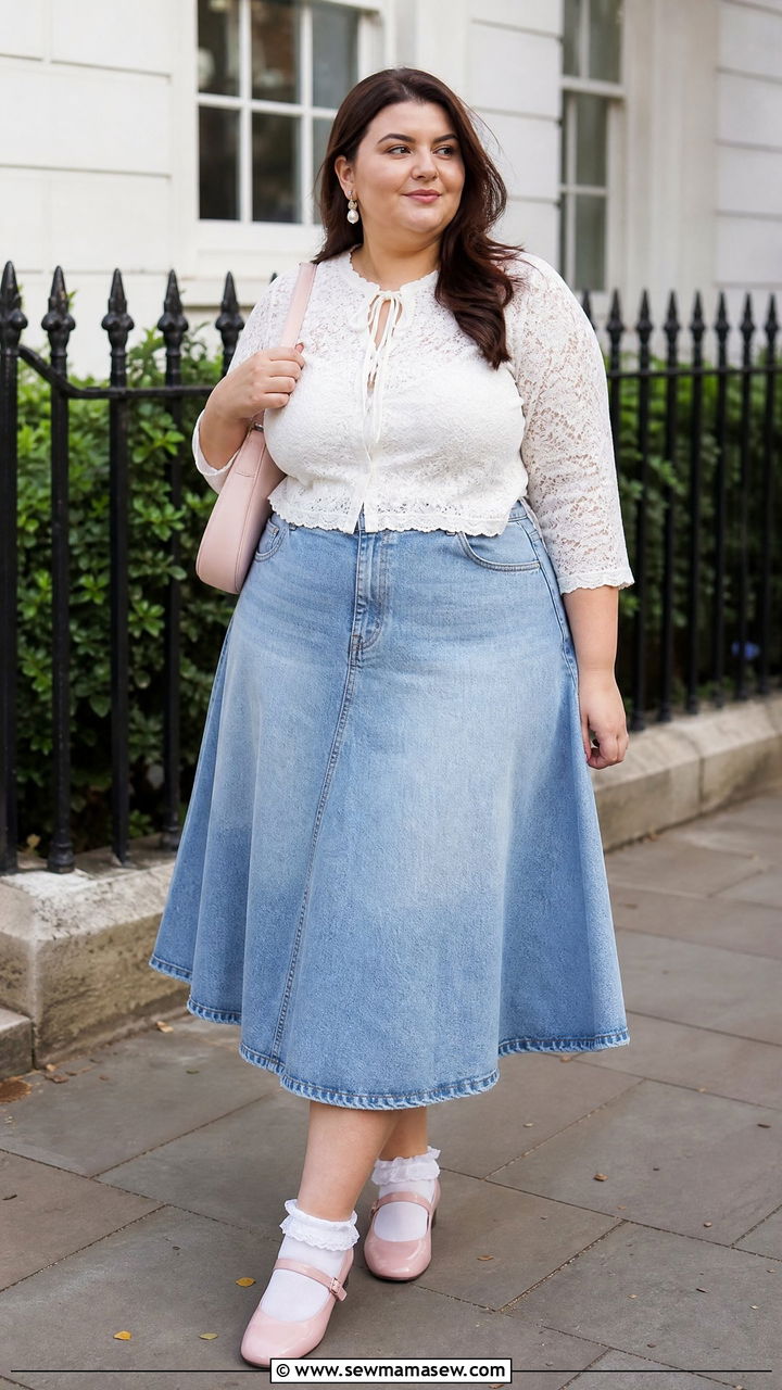 Plus Size Coquette Denim Skirt Outfit - 20 plus size coquette outfit ideas