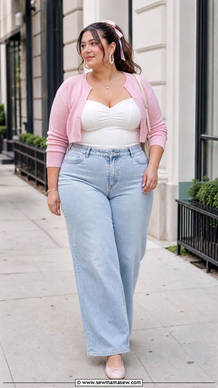 Plus Size Coquette Wide Leg Jeans Outfit - 20 plus size coquette outfit ideas