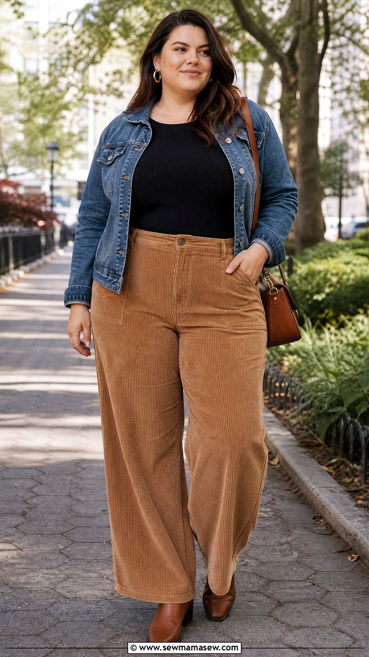 Plus Size Corduroy Pants Outfit - 20 plus size fall outfits