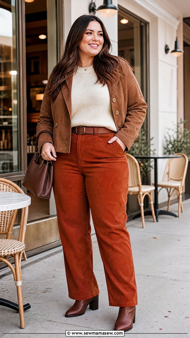 Plus Size Corduroy Pants With Ankle Boots - 20 plus size fall outfit ideas with boots