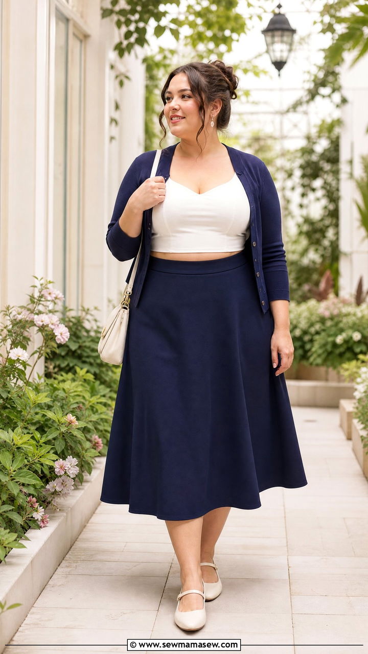 Plus Size Corset Crop Top With A Line Skirt - 20 plus size corset crop top outfit ideas