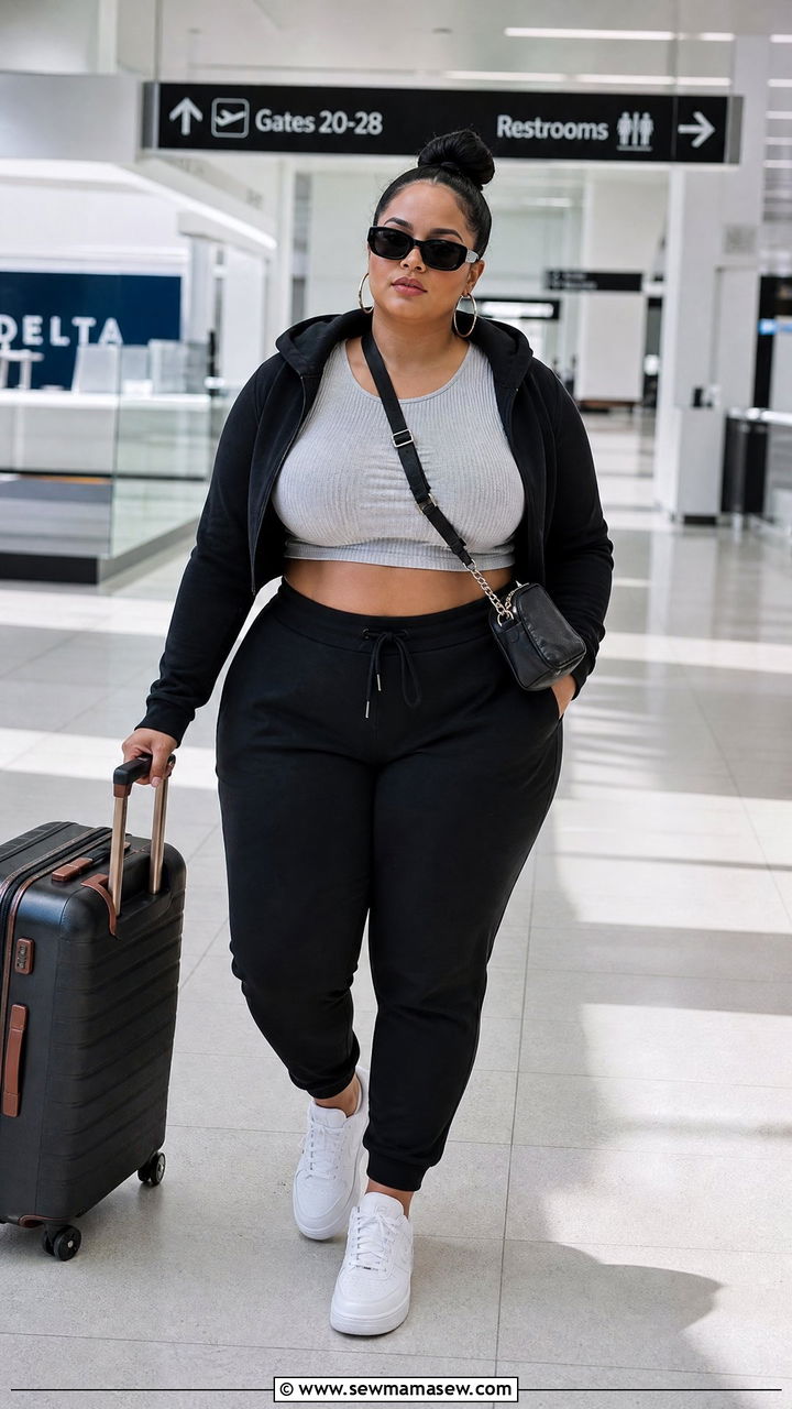 Plus Size Corset Crop Top With Joggers - 20 plus size corset crop top outfit ideas