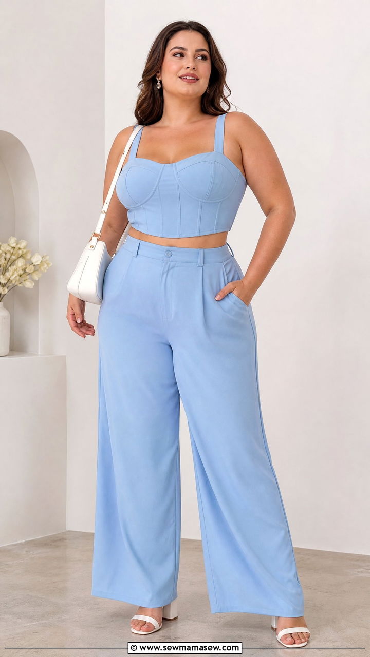 Plus Size Corset Crop Top With Matching Set - 20 plus size corset crop top outfit ideas