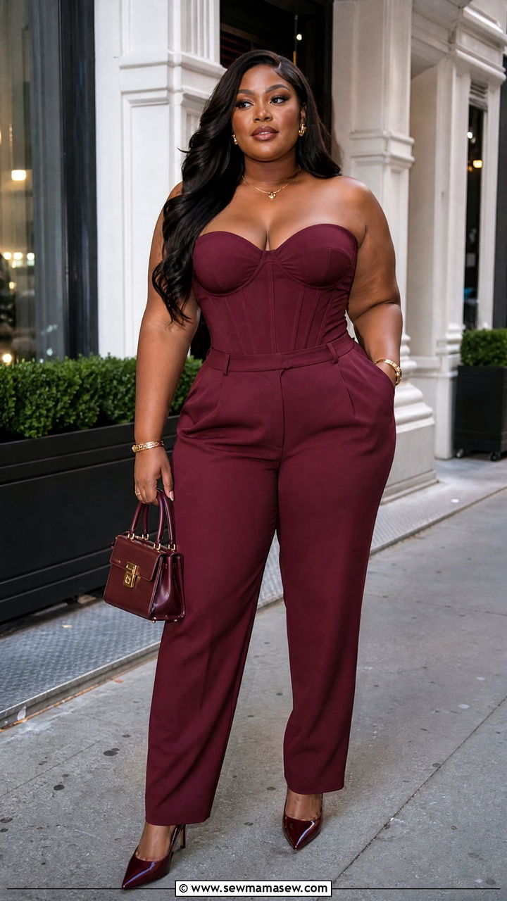 Plus Size Corset Top With Monochrome Outfit - 20 plus size corset top outfit ideas for night out