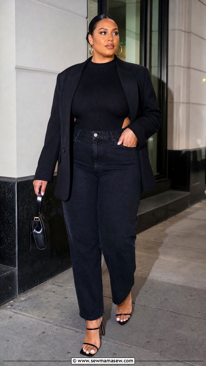 Plus Size Corset Top With Straight Leg Jeans Outfit - 20 plus size going out top outfit ideas