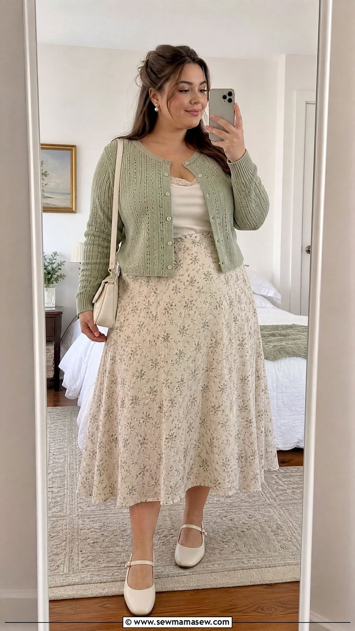 Plus Size Cottagecore Cardigan Top Outfit - 20 plus size cottagecore top outfit ideas