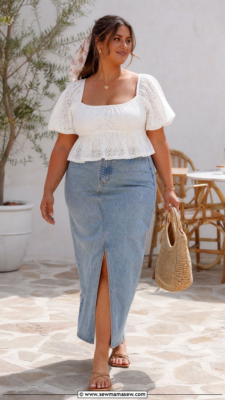 Plus Size Cottagecore Eyelet Top Outfit - 20 plus size cottagecore top outfit ideas