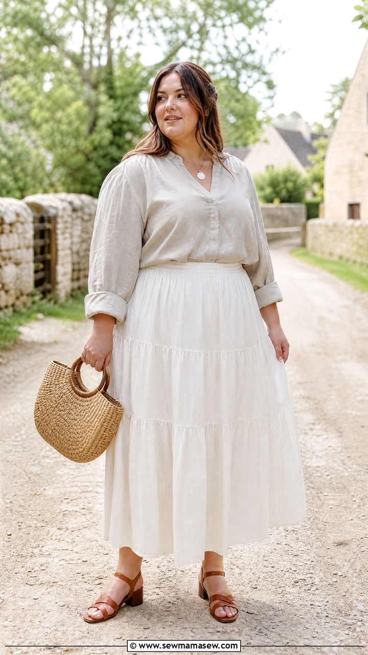 Plus Size Cottagecore Linen Top Outfit - 20 plus size cottagecore top outfit ideas