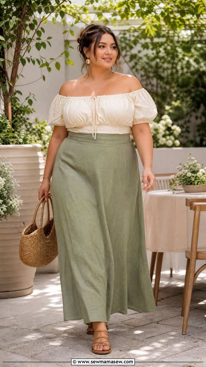 Plus Size Cottagecore Off Shoulder Top Outfit - 20 plus size cottagecore top outfit ideas