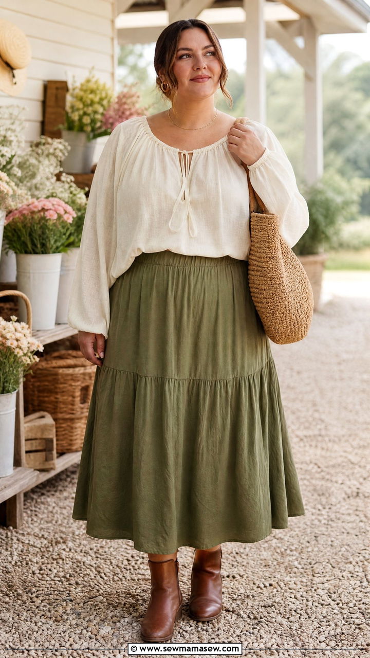 Plus Size Cottagecore Peasant Top Outfit - 20 plus size cottagecore top outfit ideas