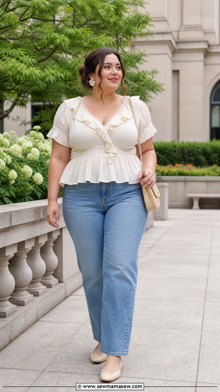 Plus Size Cottagecore Ruffle Top Outfit - 20 plus size cottagecore top outfit ideas