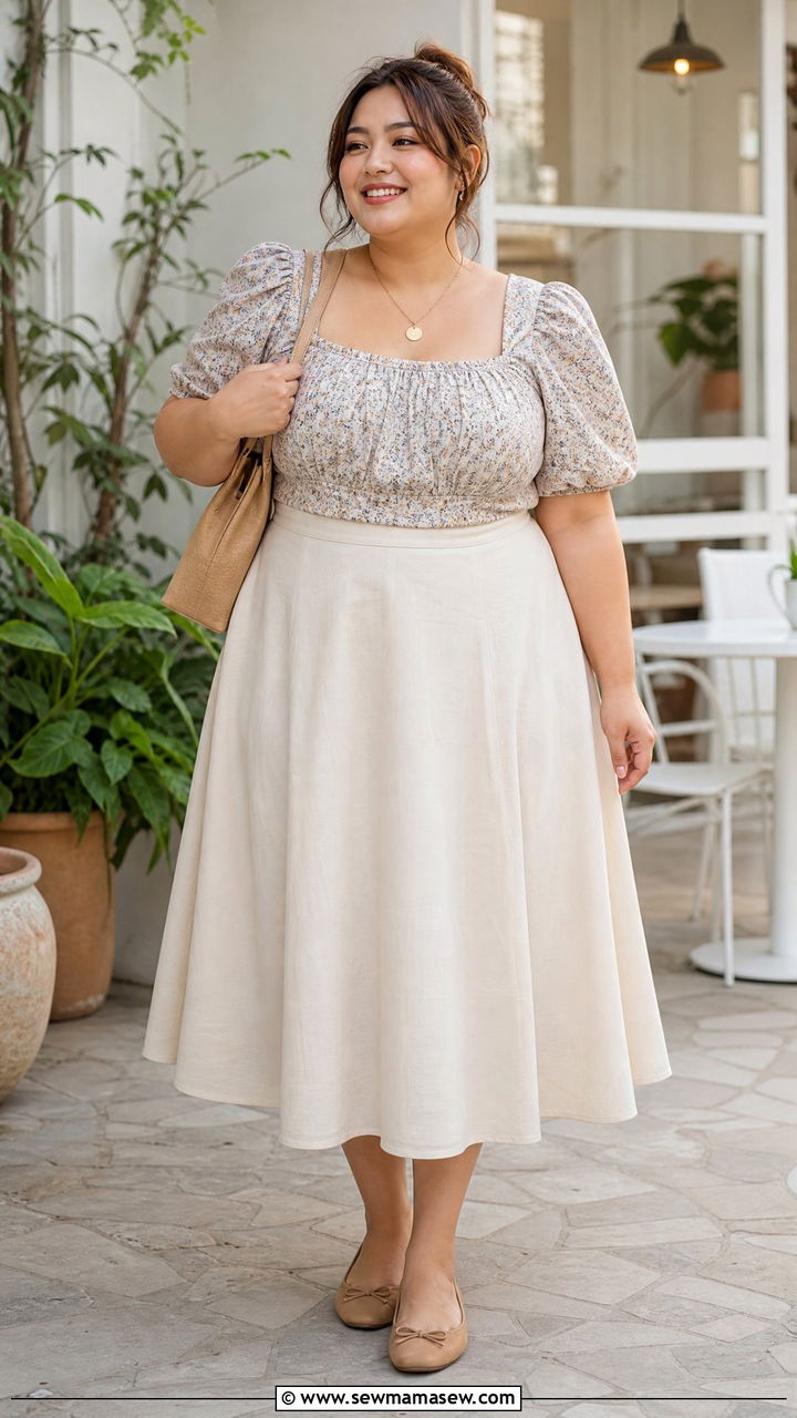Plus Size Cottagecore Square Neck Top Outfit - 20 plus size cottagecore top outfit ideas