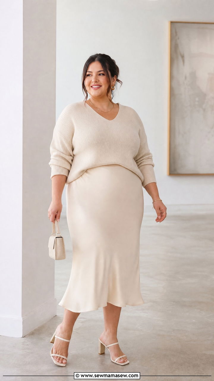 Plus Size Cream Monochrome Outfit - 20 plus size monochrome outfit ideas