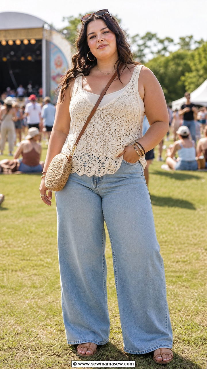 Plus Size Crochet Top Concert Outfit - 20 plus size concert top outfit ideas