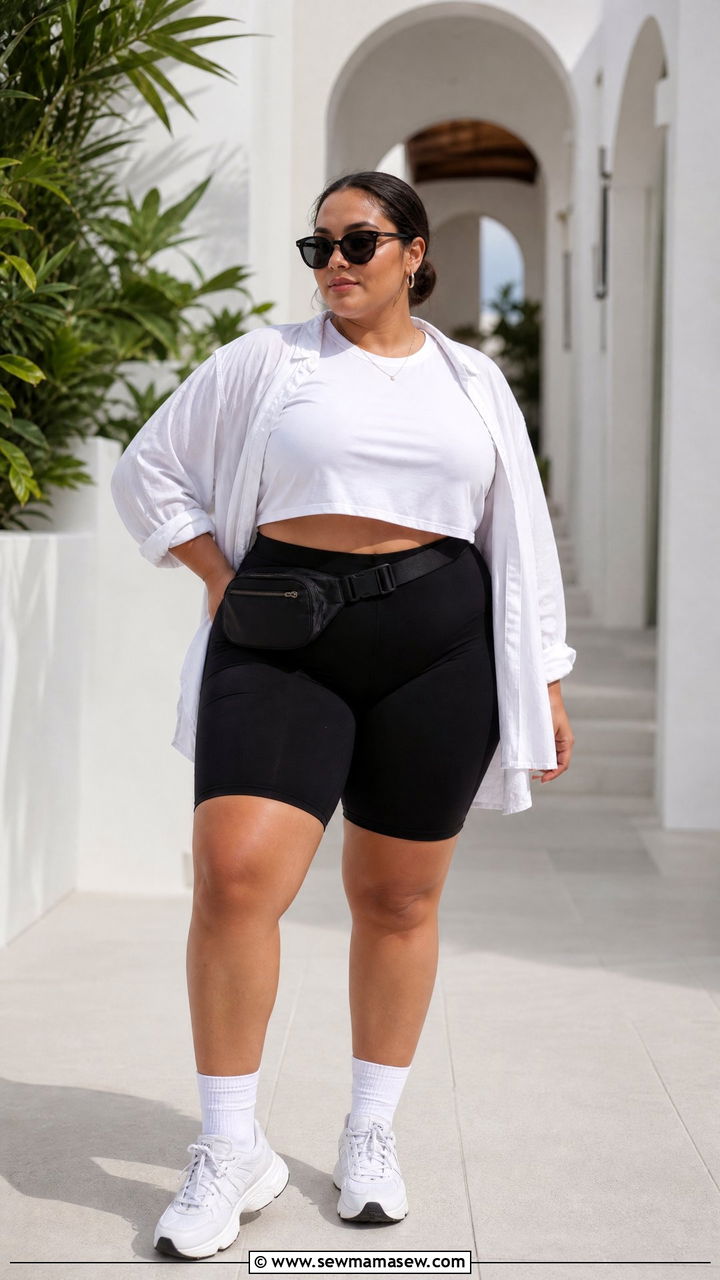 Plus Size Crop Top And Bike Shorts Outfit - 20 plus size crop top outfit ideas for vacation