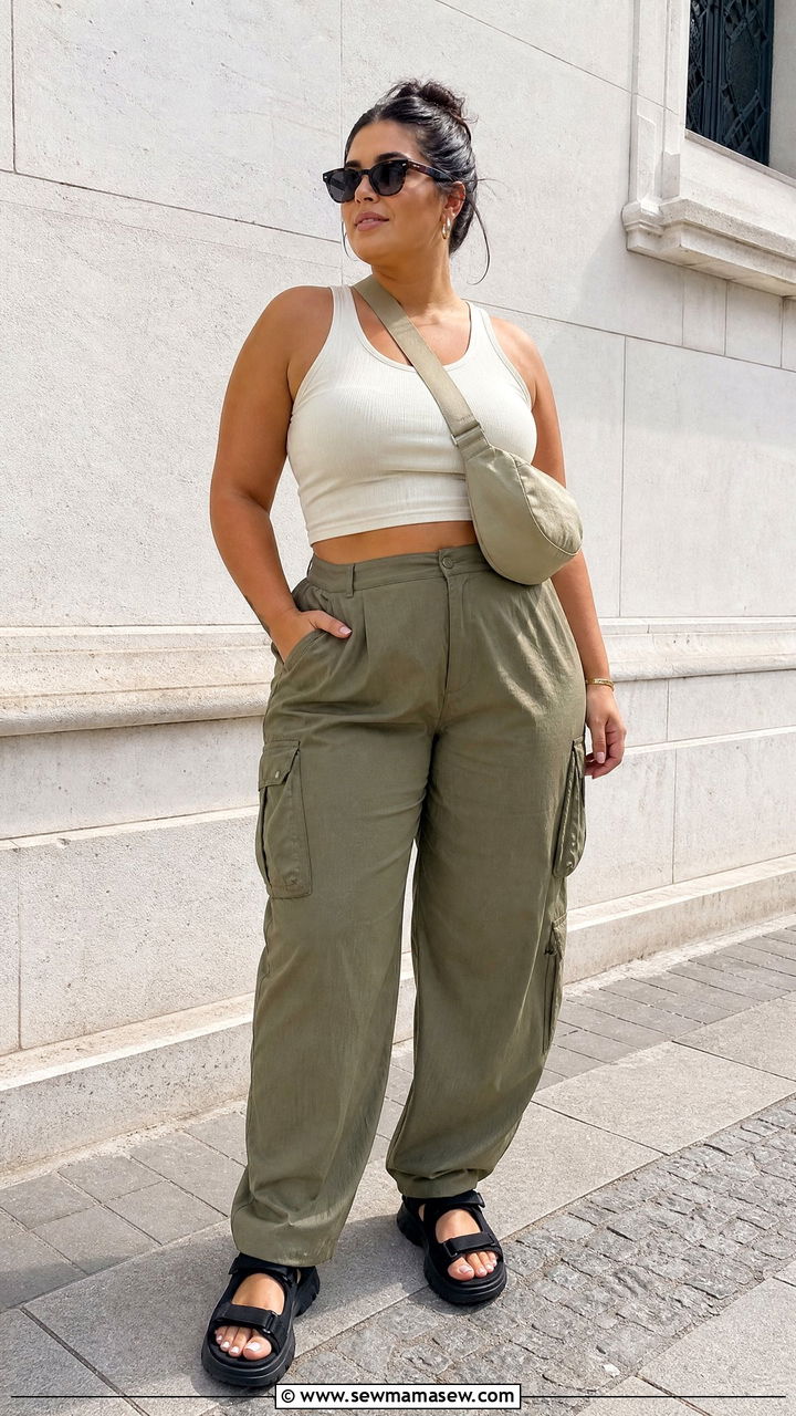Plus Size Crop Top And Cargo Pants Outfit - 20 plus size crop top outfit ideas for vacation
