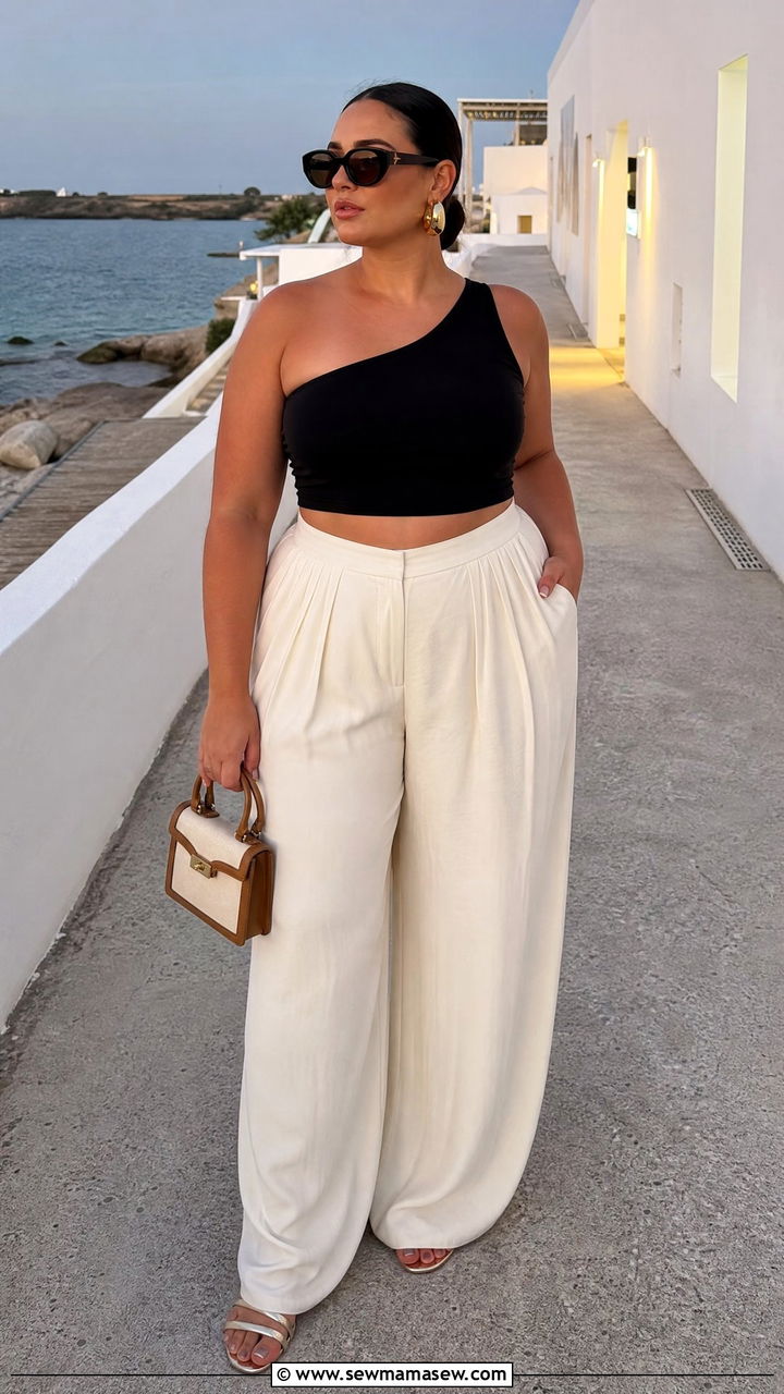 Plus Size Crop Top And Flowy Trousers Outfit - 20 plus size crop top outfit ideas for vacation