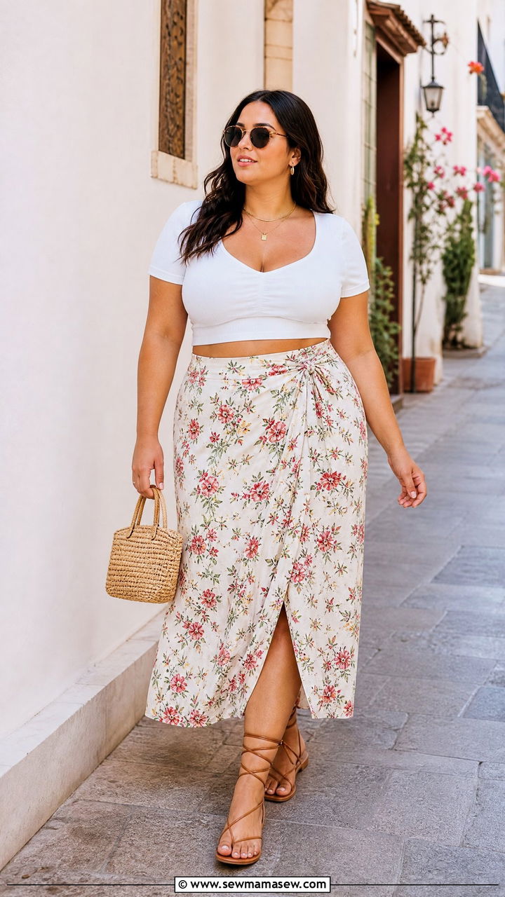 Plus Size Crop Top And Wrap Skirt Outfit - 20 plus size crop top outfit ideas for vacation