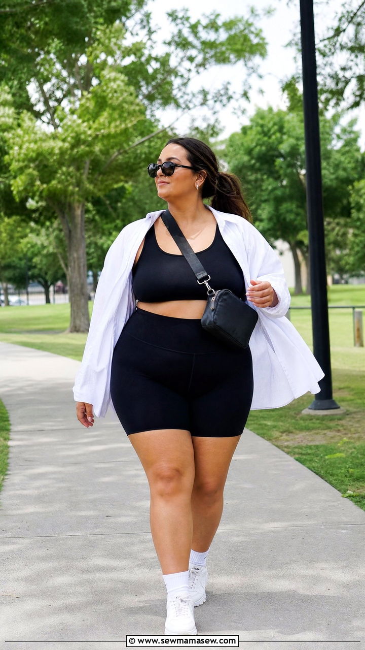 Plus Size Crop Top With Biker Shorts - 20 plus size crop top outfits