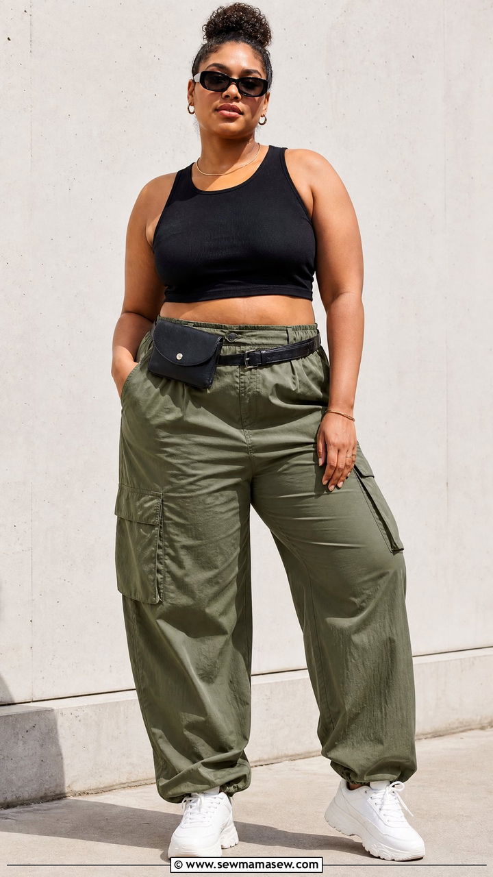 Plus Size Crop Top With Cargo Pants - 20 summer crop top outfit ideas plus size