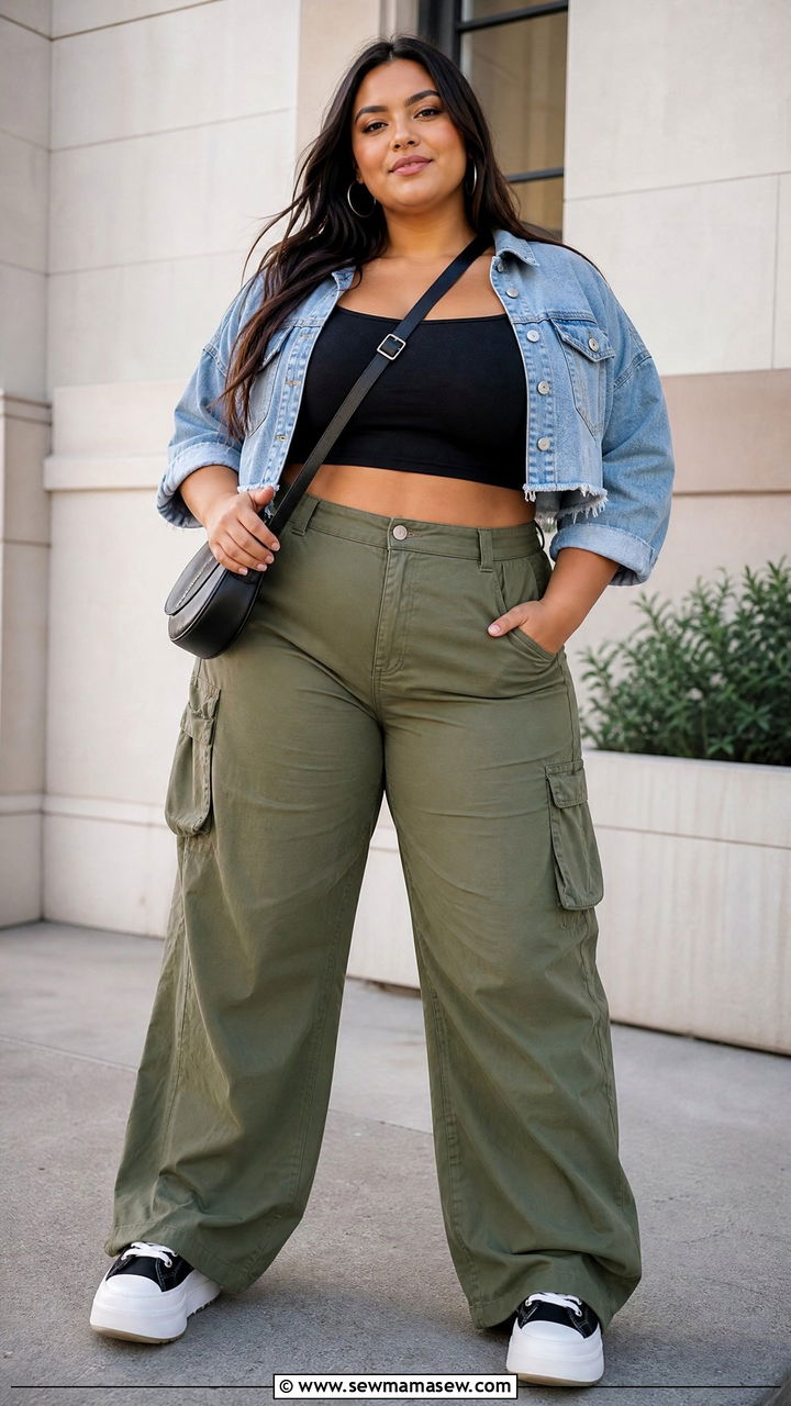 Plus Size Crop Top With Cargo Pants Outfit - 20 crop top with cargo pants outfit ideas