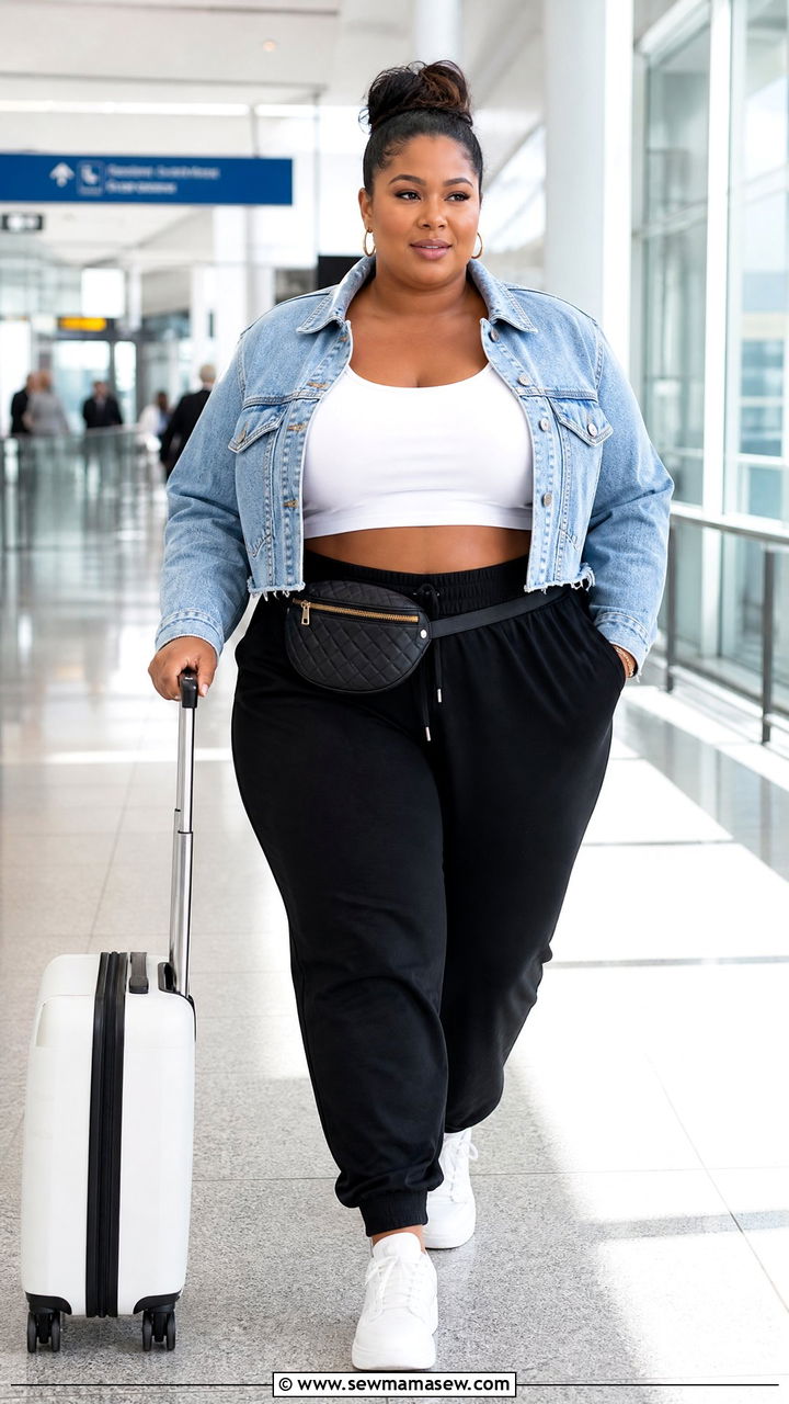 Plus Size Crop Top With Joggers - 20 plus size flattering crop top outfit ideas