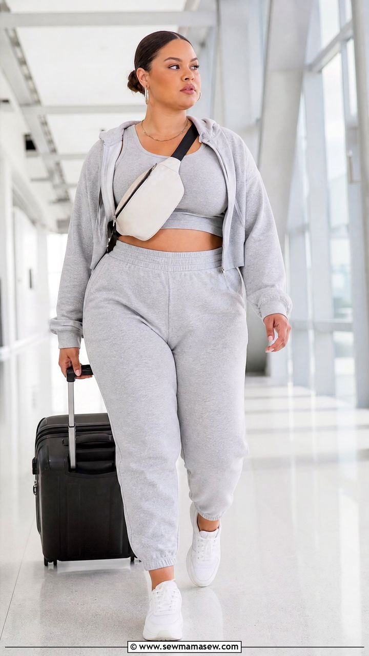 Plus Size Crop Top With Joggers - 20 plus size crop top outfit ideas